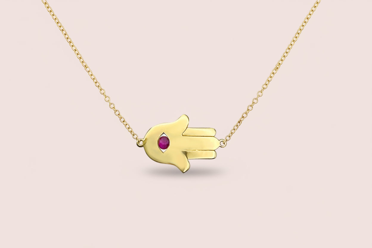 Gloria Sideways Hamsa Necklace
