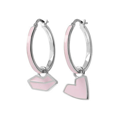 Large Hoops with Heart and Lips