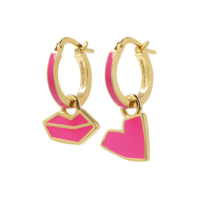 Small Hoops with Heart and Lips