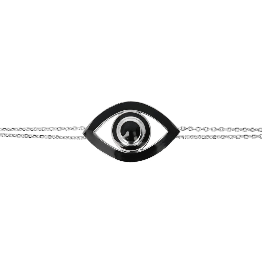 Big Eye Bracelet on a Double Chain in Sterling Silver
