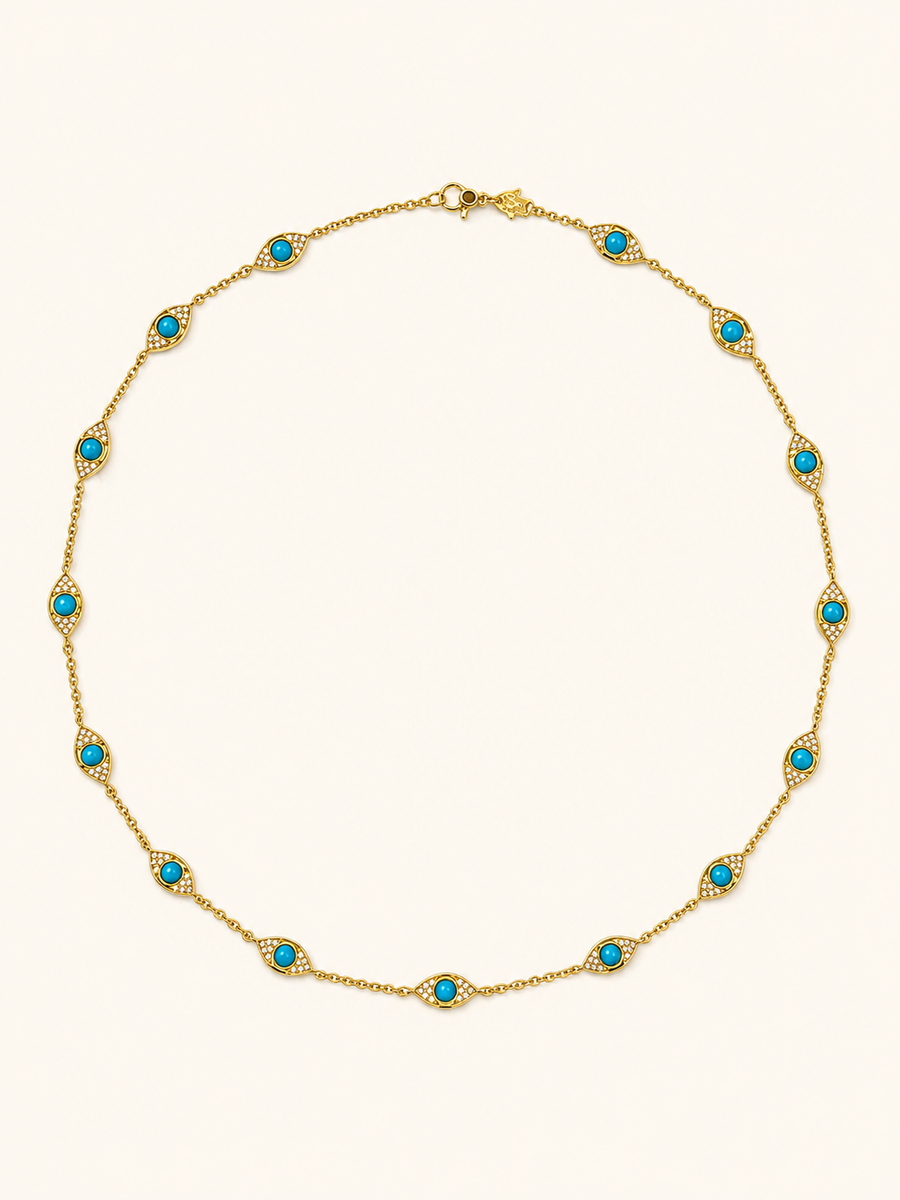 Turquoise Eye Station Necklace
