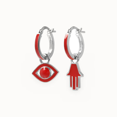 Small Hoops with Eye and Hamsa