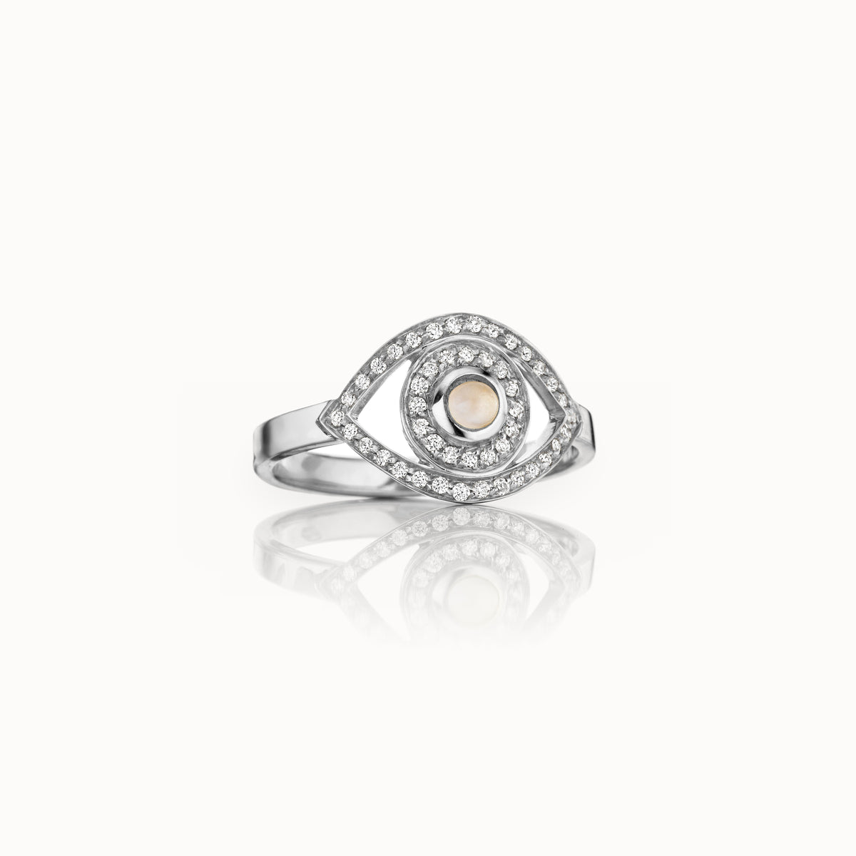Mini Eye Ring in White Diamonds