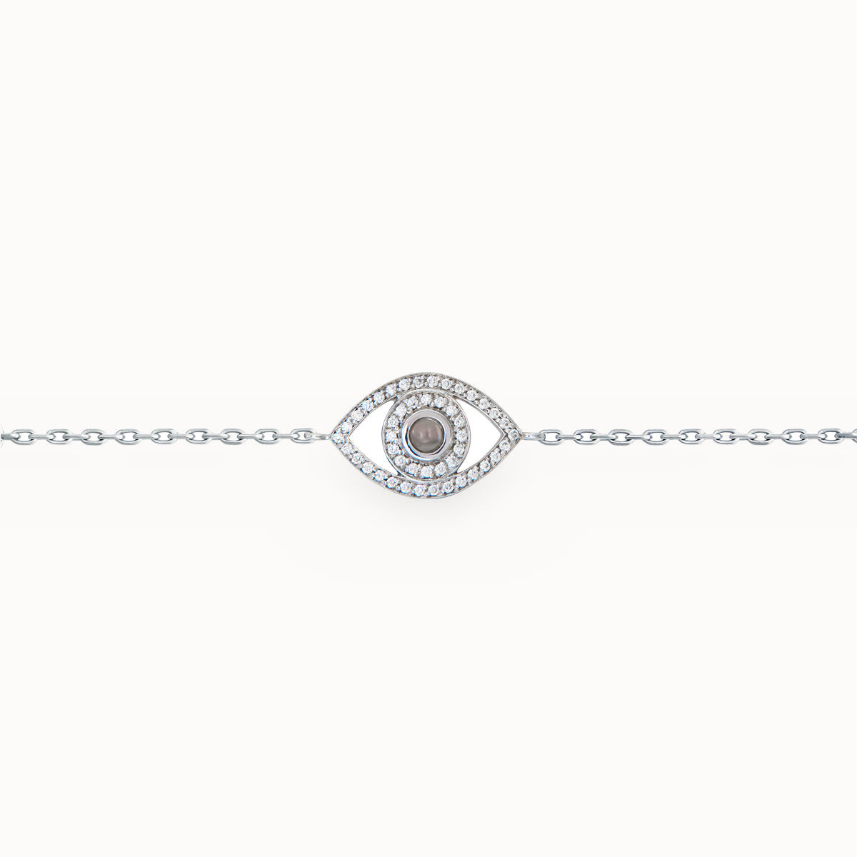 Mini Eye Bracelet in White Diamonds (single chain)