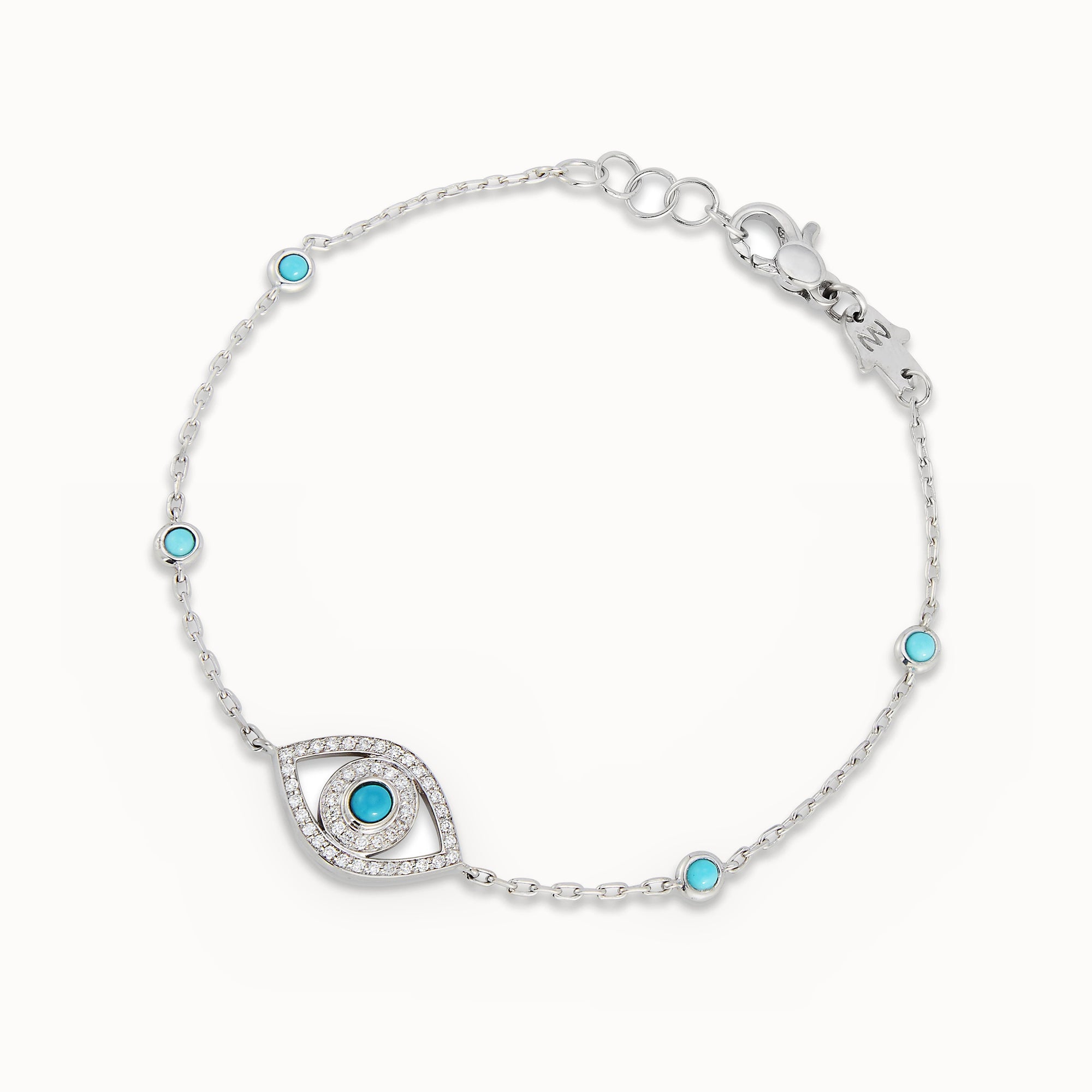 Mini Eye Bracelet in White Diamonds (single chain)