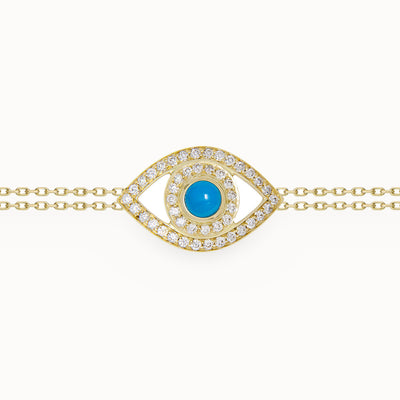 Eye Bracelet in White Diamonds on a Double Chain