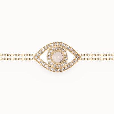 Eye Bracelet in White Diamonds on a Double Chain