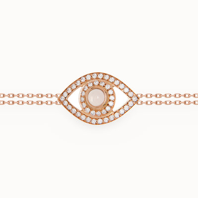 Eye Bracelet in White Diamonds on a Double Chain