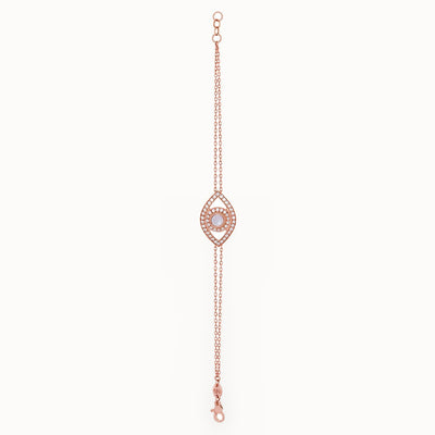 Eye Bracelet in White Diamonds on a Double Chain