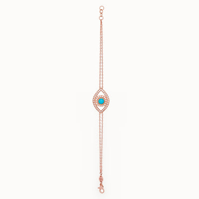 Eye Bracelet in White Diamonds on a Double Chain
