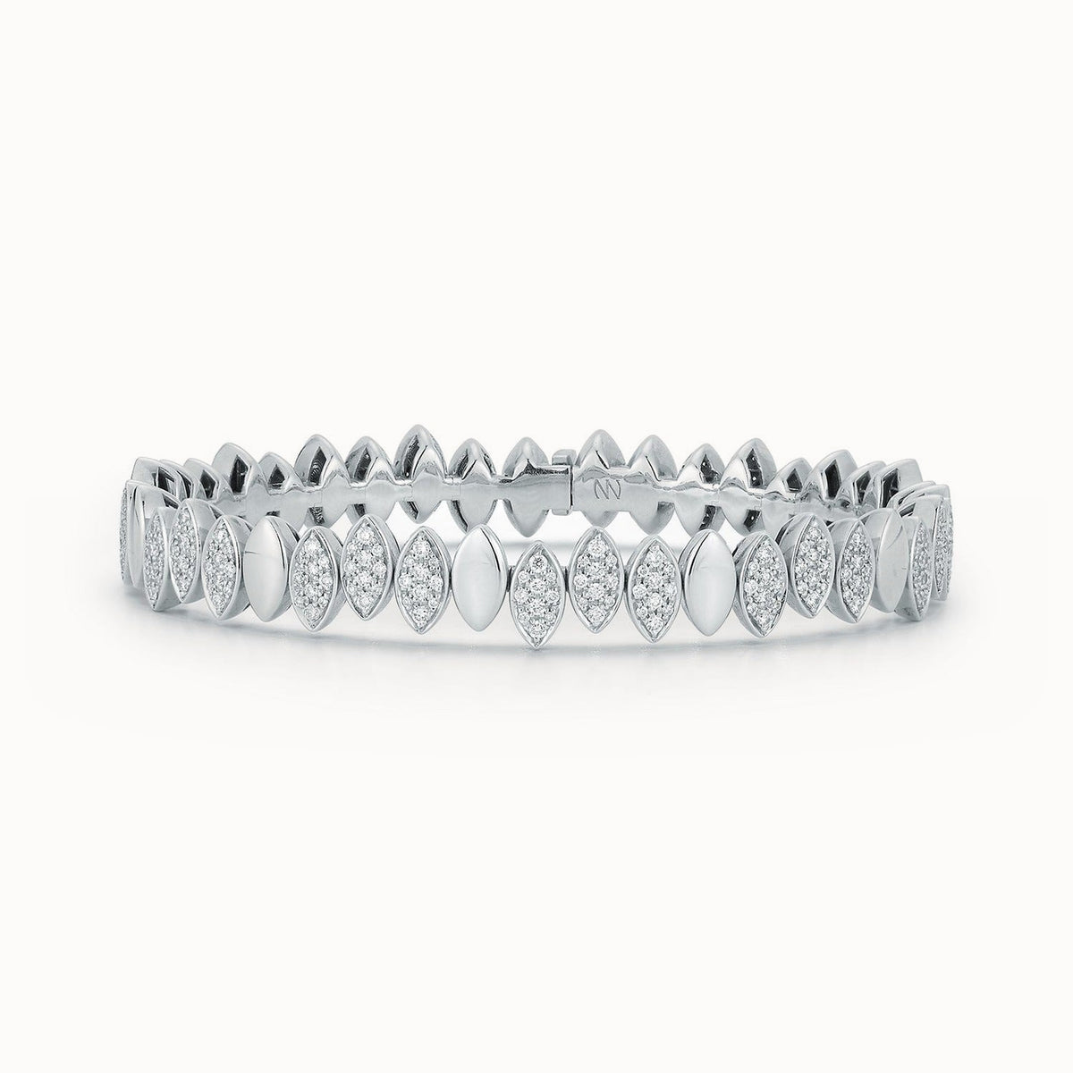 Flexible Navette Bangle with White Diamonds