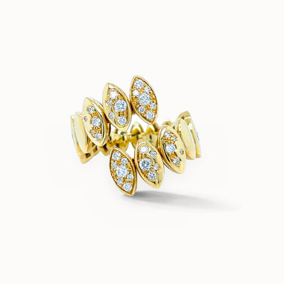 Navette Snake Ring with White Diamonds