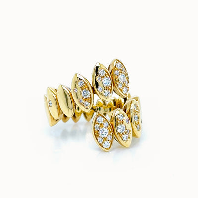 Navette Snake Ring with White Diamonds