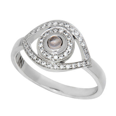 Mini Eye Ring in White Diamonds