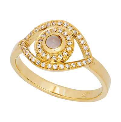 Mini Eye Ring in White Diamonds