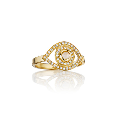 Mini Eye Ring in White Diamonds
