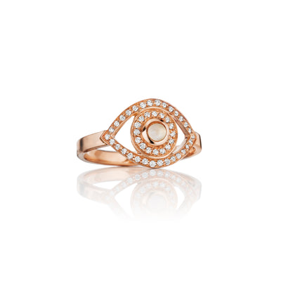 Mini Eye Ring in White Diamonds