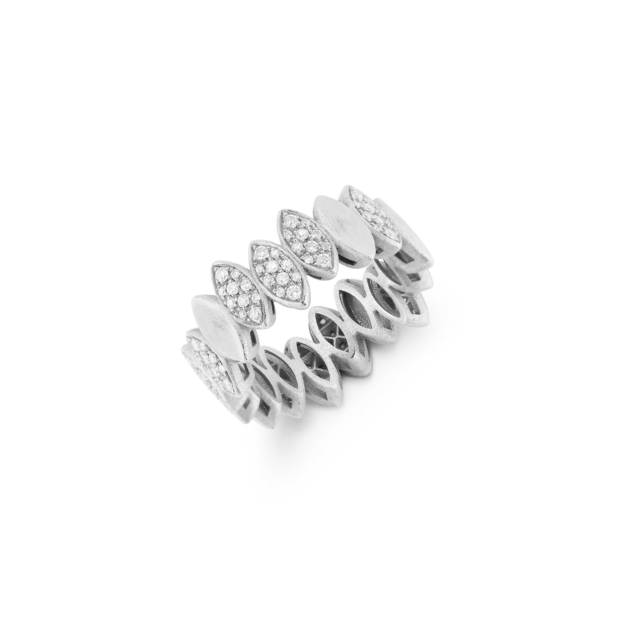 Navette Ring with White Diamonds
