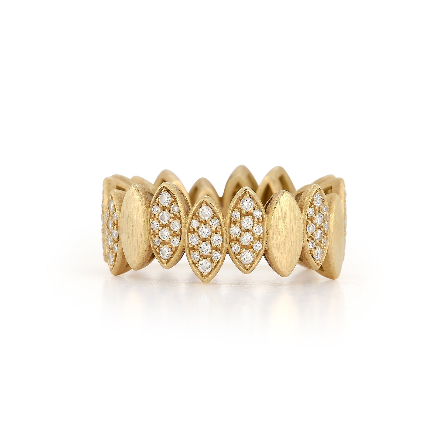 Navette Ring with White Diamonds