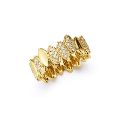 Navette Ring with White Diamonds