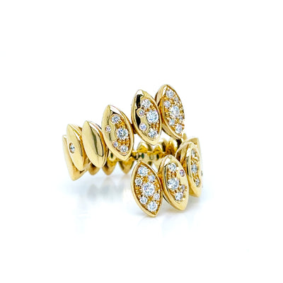 Navette Snake Ring with White Diamonds