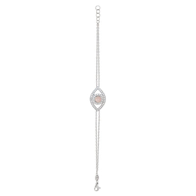 Eye Bracelet in White Diamonds on a Double Chain