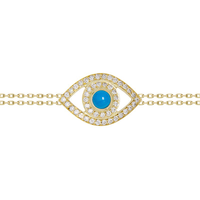 Eye Bracelet in White Diamonds on a Double Chain