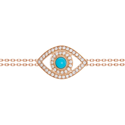 Eye Bracelet in White Diamonds on a Double Chain