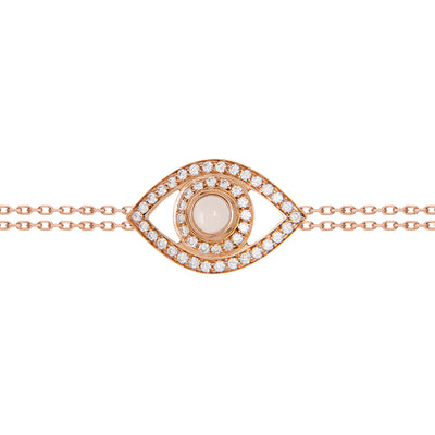 Eye Bracelet in White Diamonds on a Double Chain