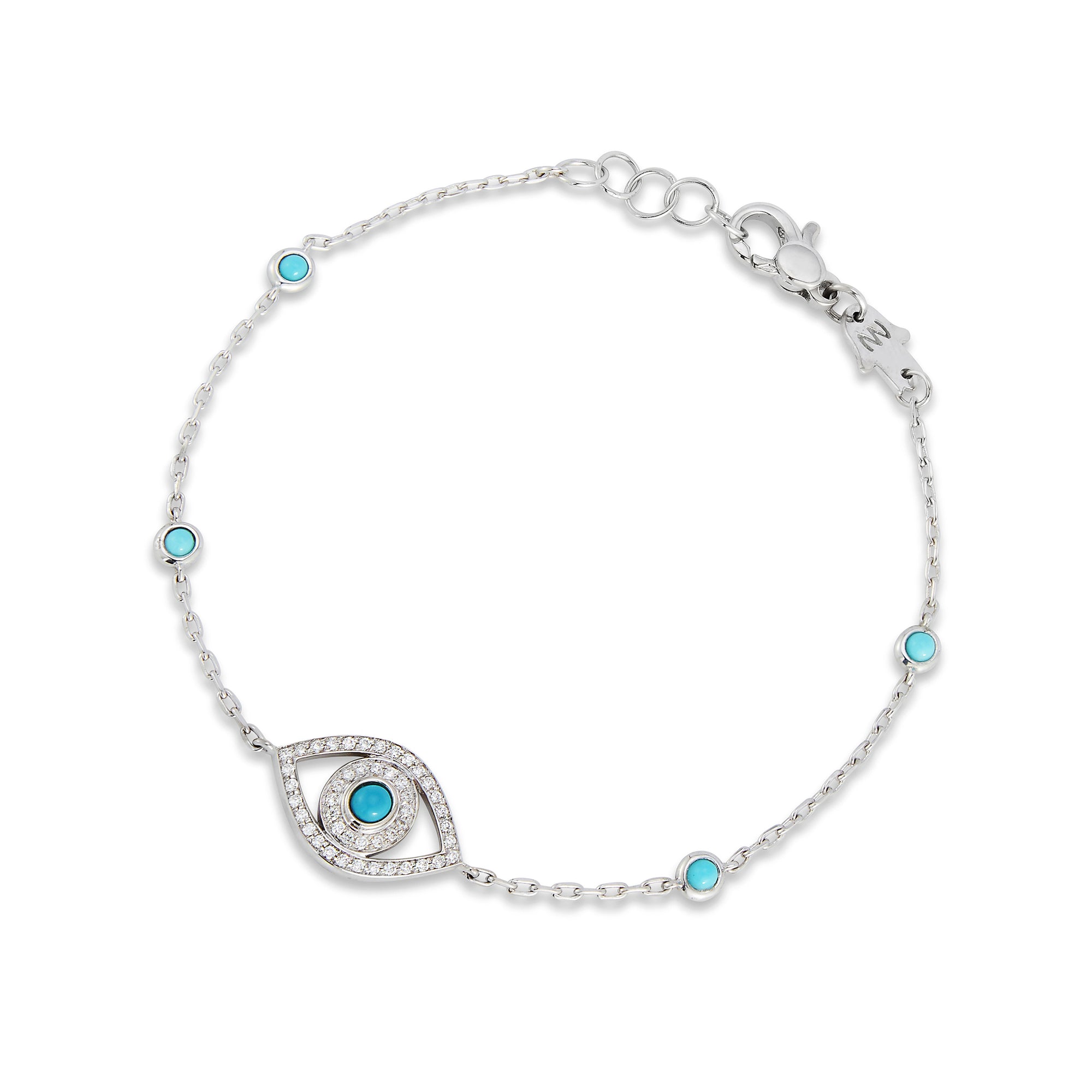 Mini Eye Bracelet in White Diamonds (single chain)