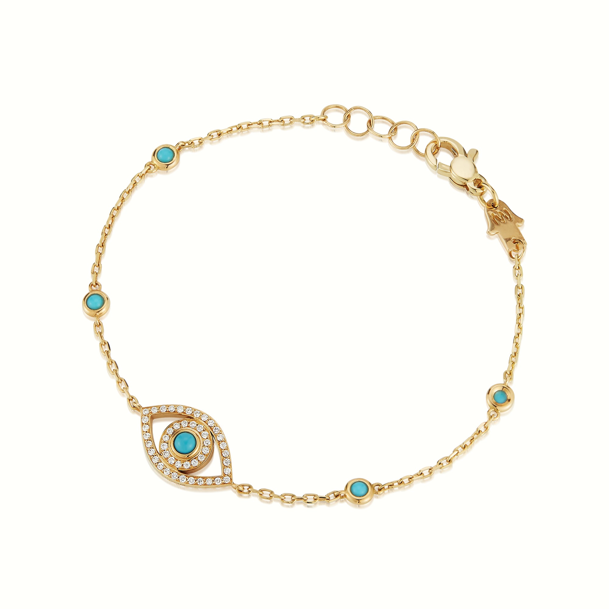 Mini Eye Bracelet in White Diamonds (single chain)