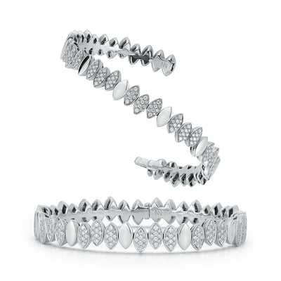 Flexible Navette Bangle with Front White Diamonds