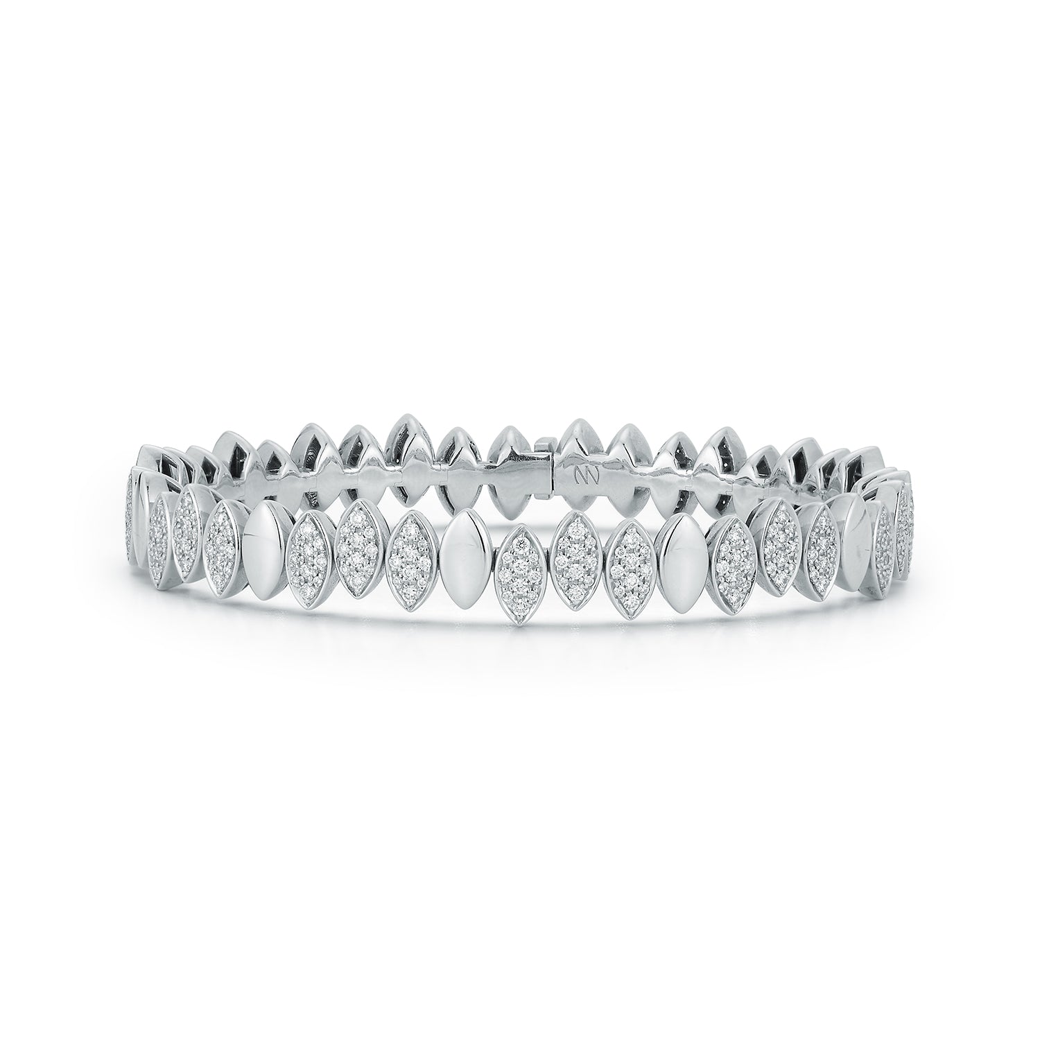 Flexible Navette Bangle with White Diamonds