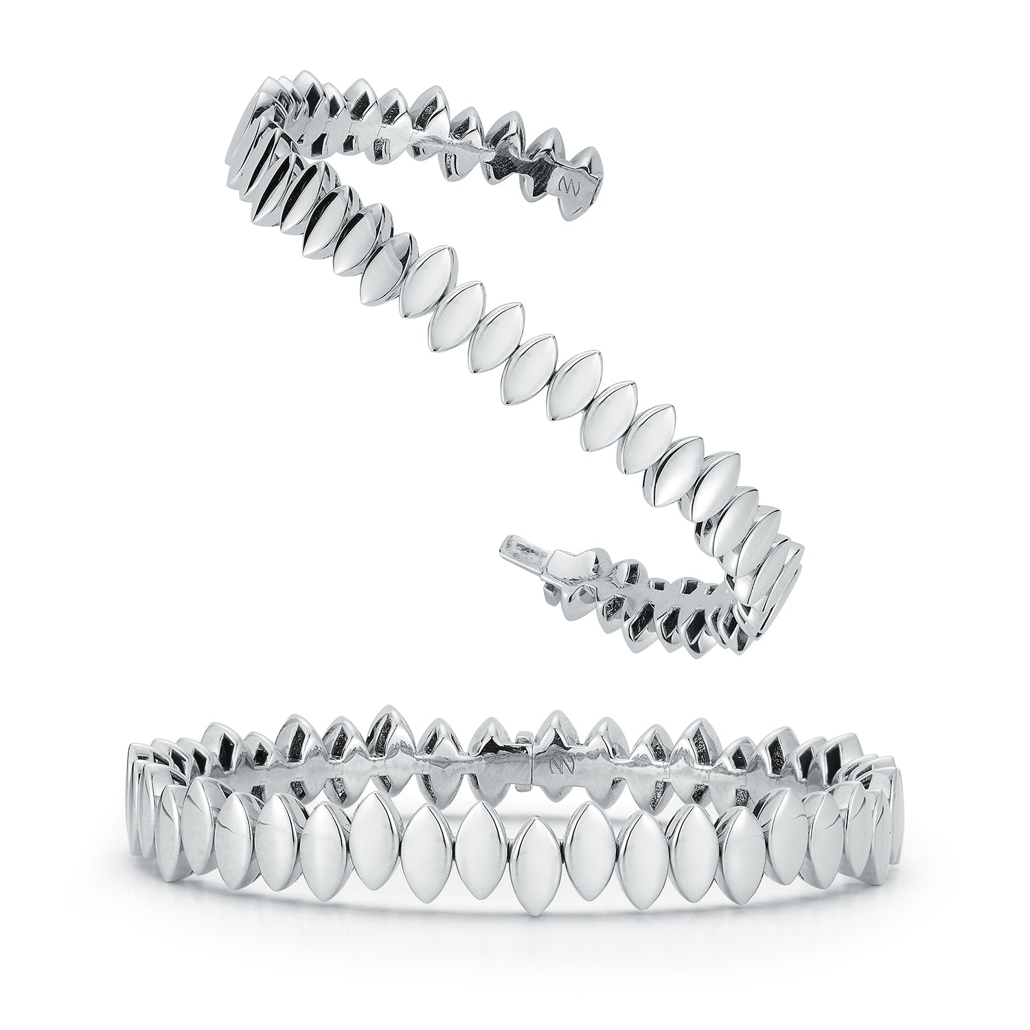 Flexible Plain Gold Navette Bangle