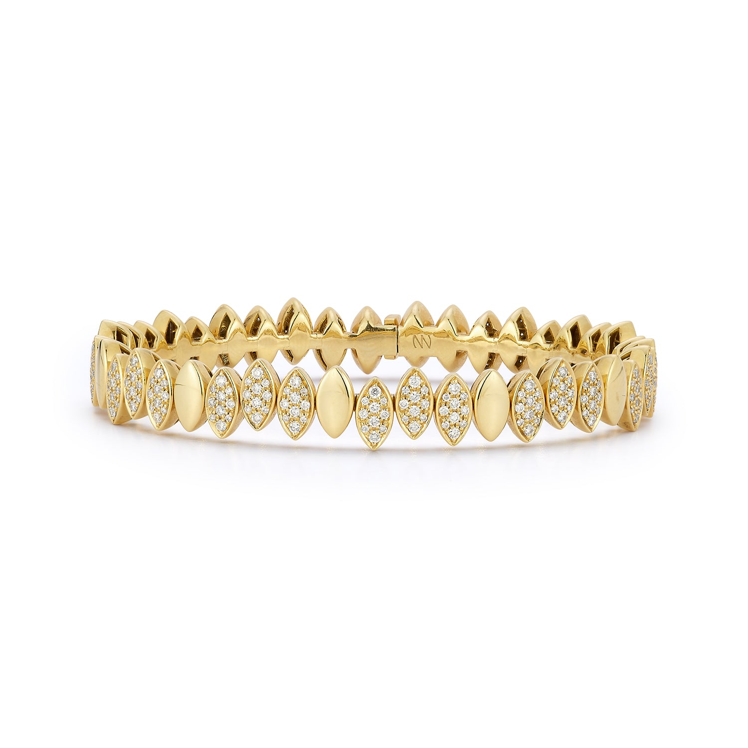Flexible Navette Bangle with White Diamonds