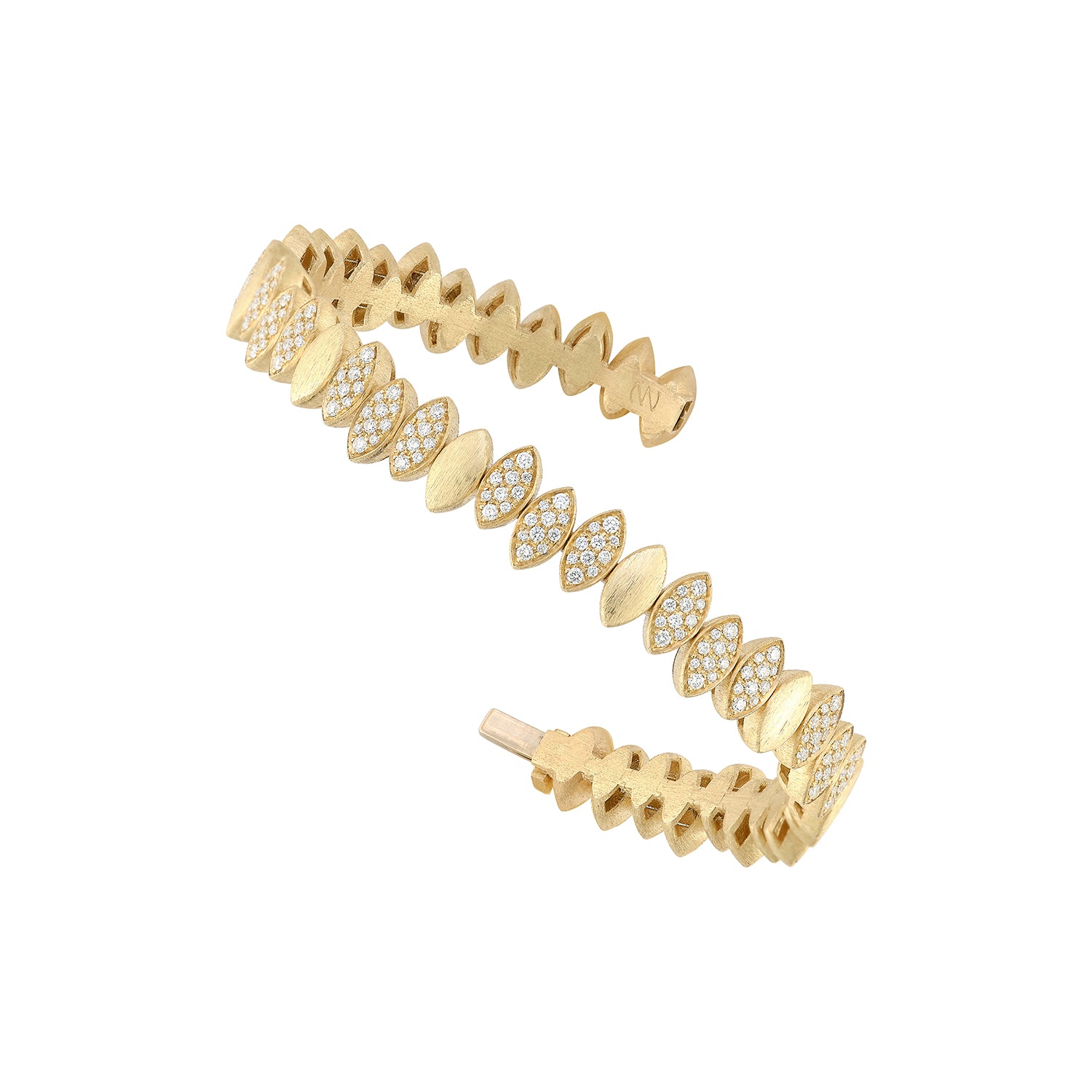 Navette Collection -  Felxible Bangle with White Diamonds