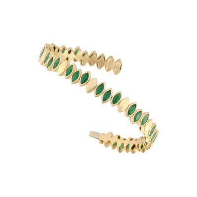Flexible Navette Bangle with Front Emeralds