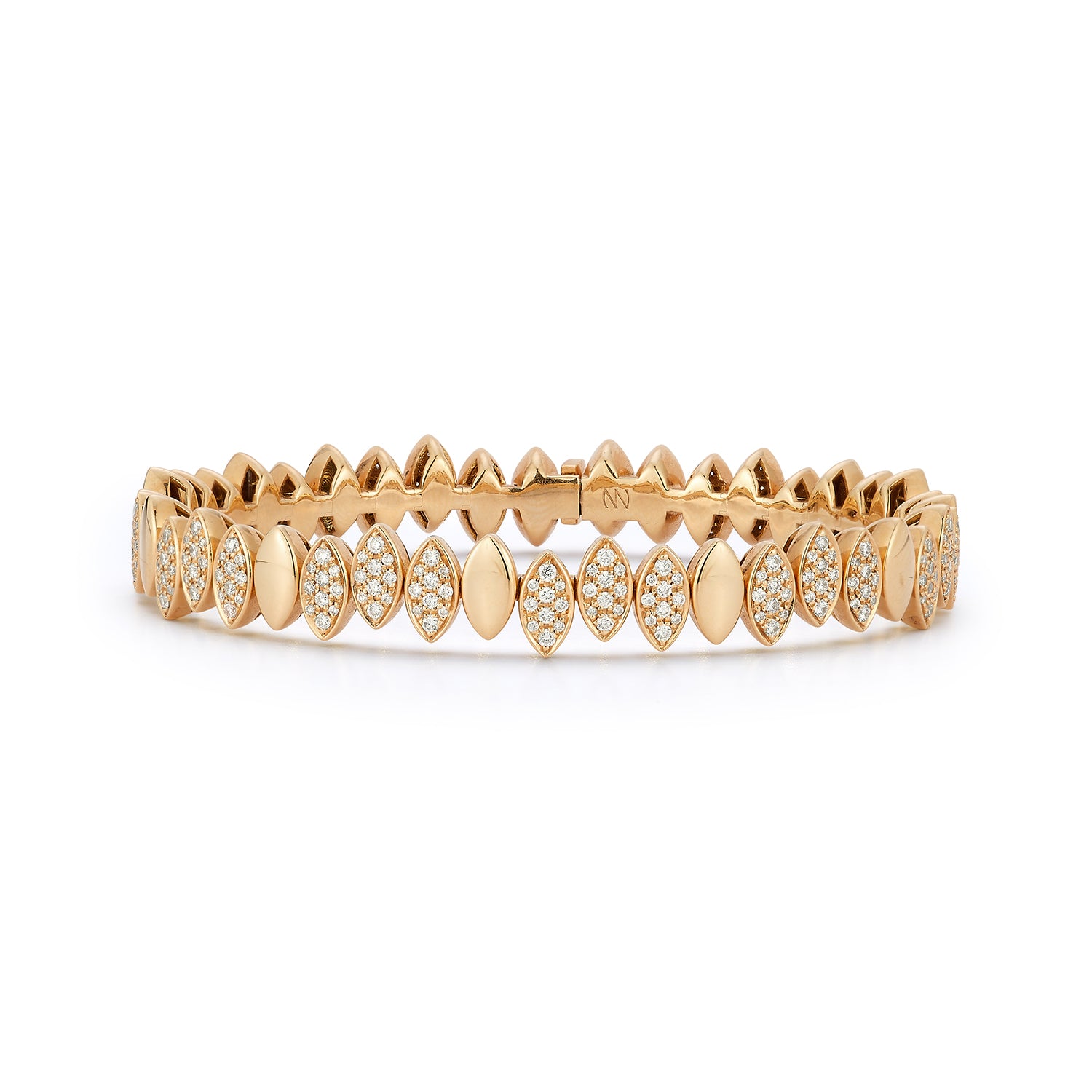 Flexible Navette Bangle with White Diamonds