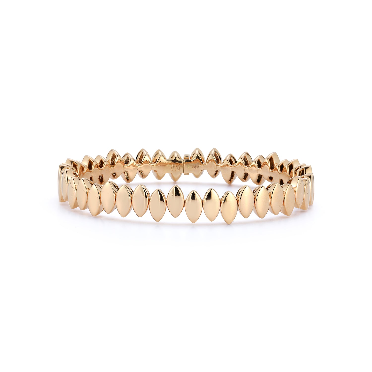Flexible Plain Gold Navette Bangle