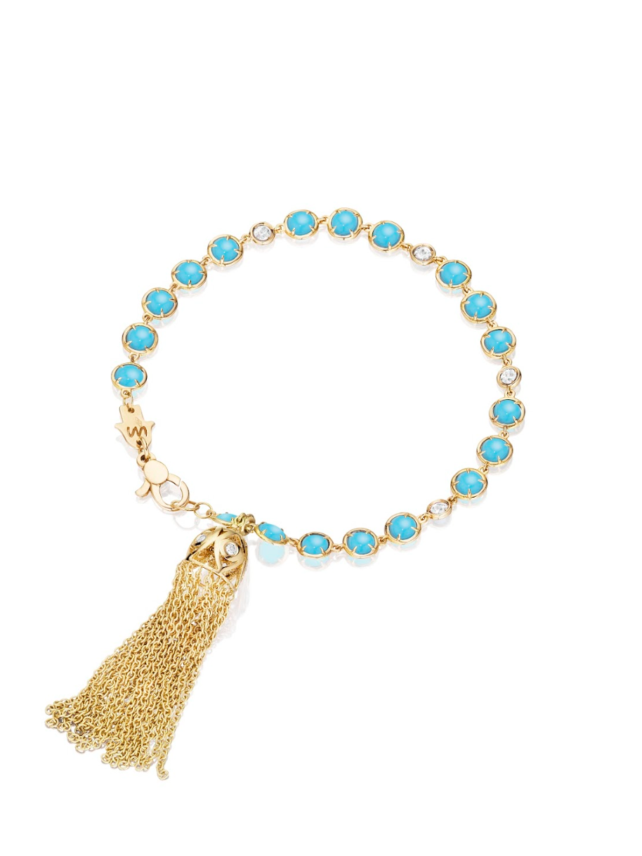 Bazel Bracelet with Eye Tassel