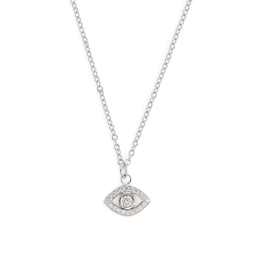 Eye charm necklace in 18K Gold with White Diamonds
