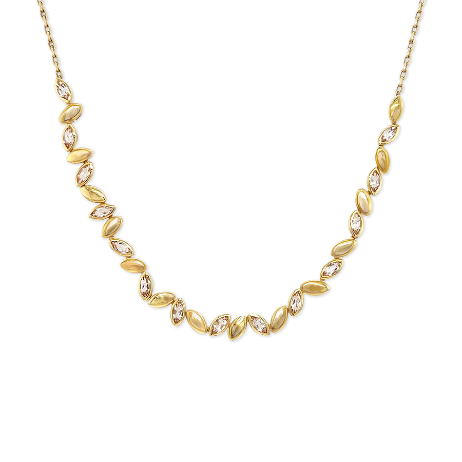 Navette Necklace in 18K Yellow Gold with Morganite