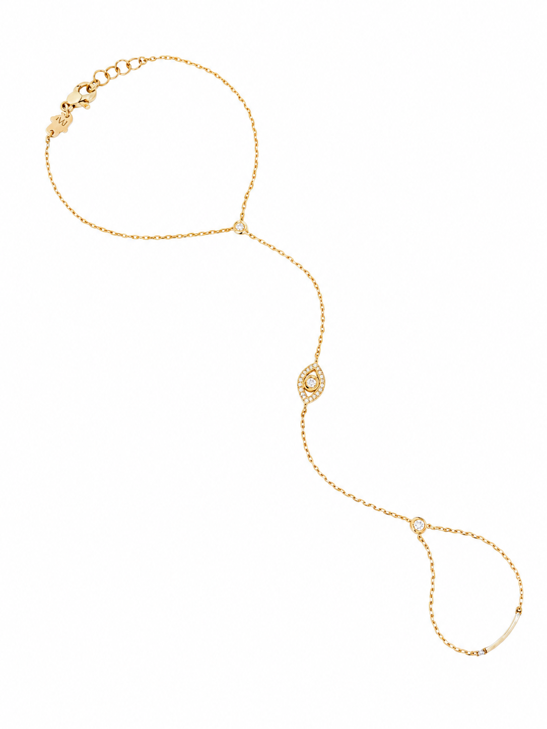 Diamond Eye Hand Chain in 18K Yellow Gold
