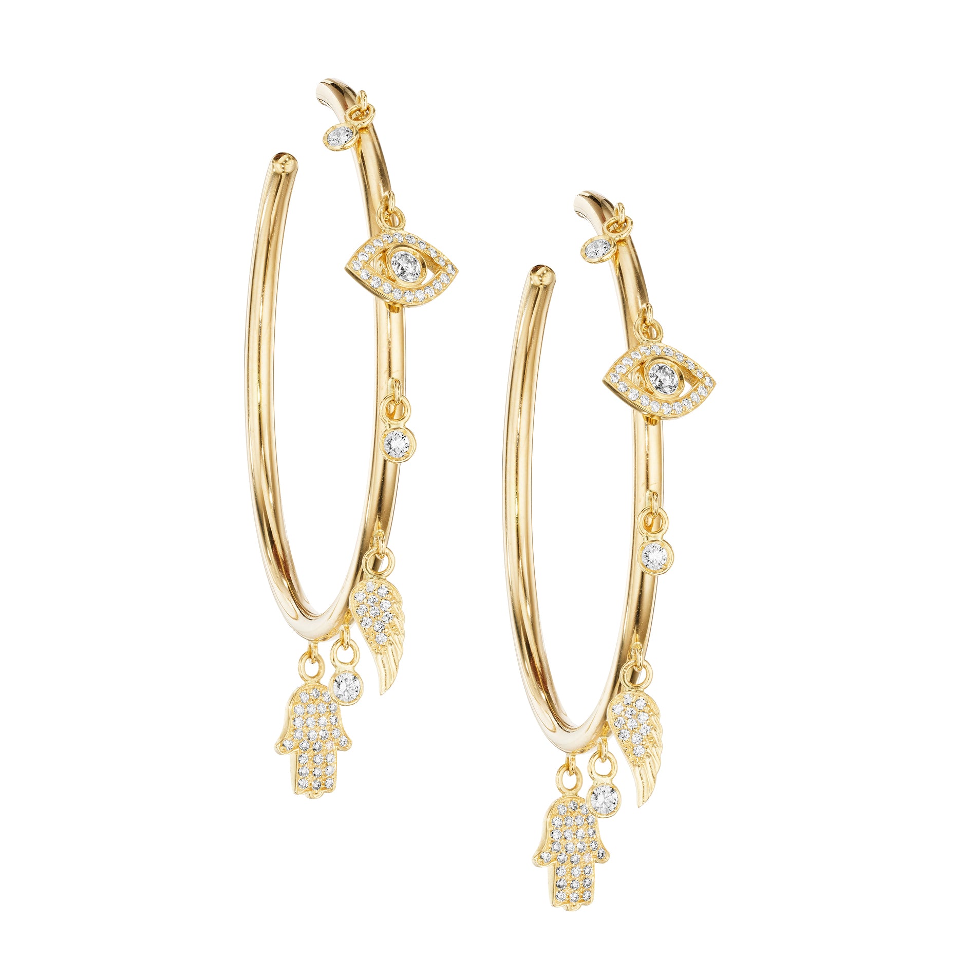 Multi Charms Hoop Earrings