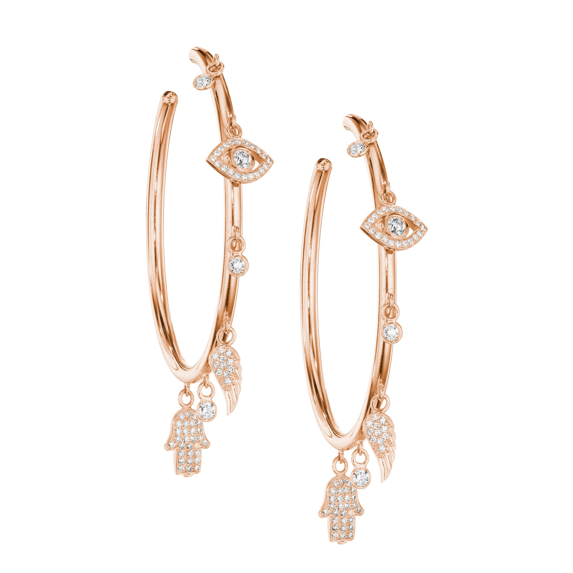 Multi Charms Hoop Earrings