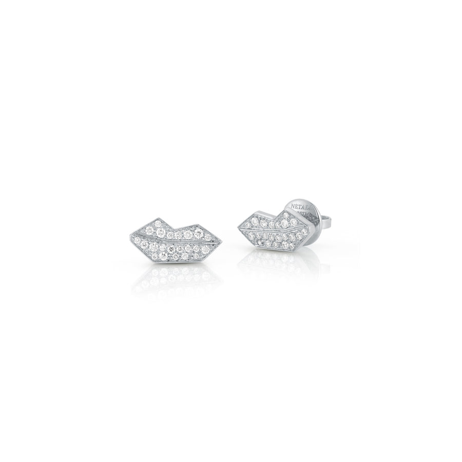 Mini Lips Stud Earrings in 18K Gold with Quartz