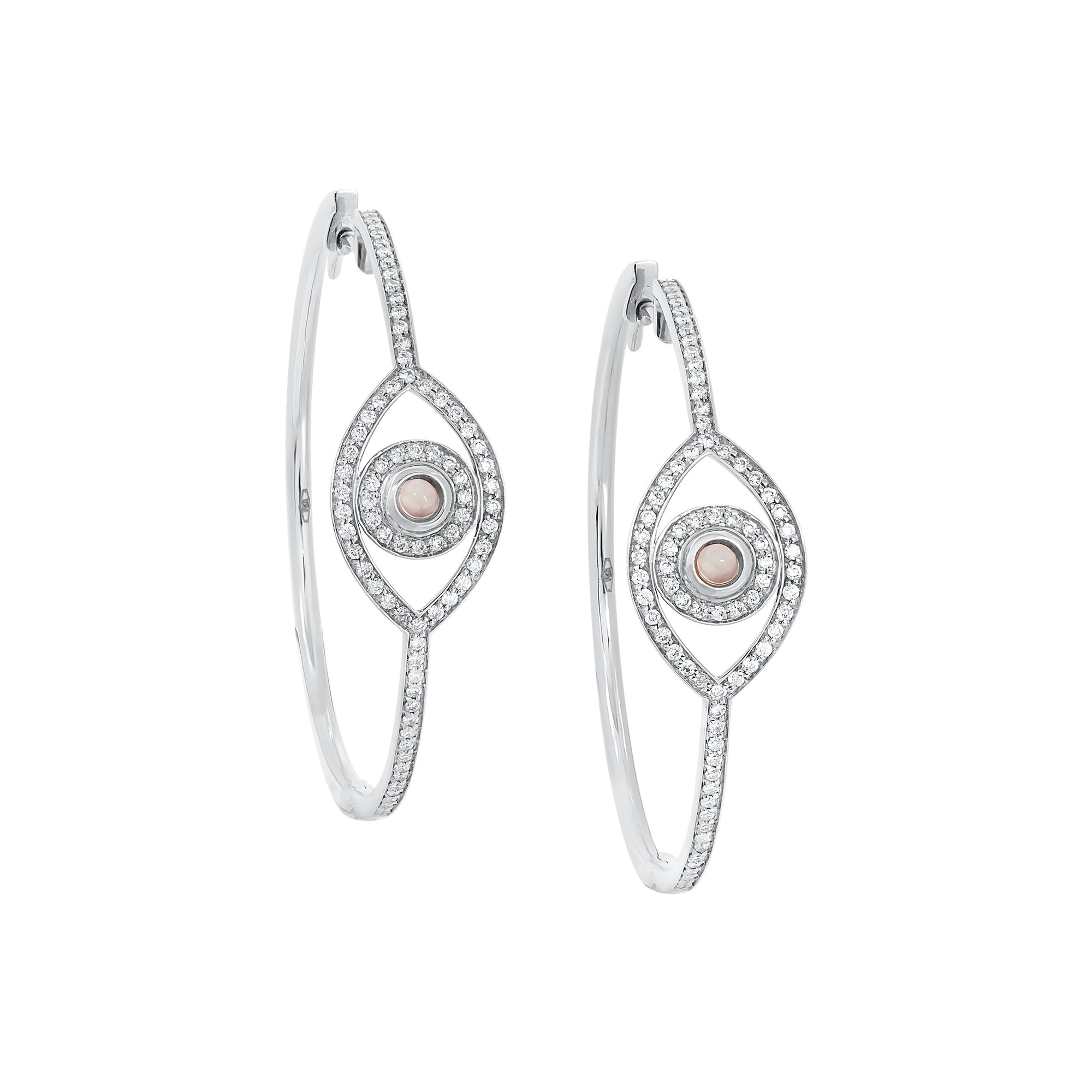 Mini Eye Hoop Earrings in 18K Gold