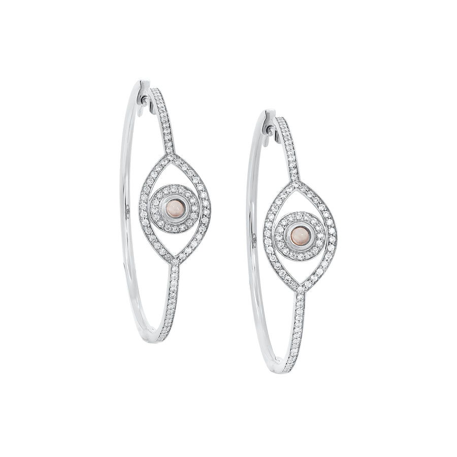 Mini Eye Hoop Earrings in 18K Gold