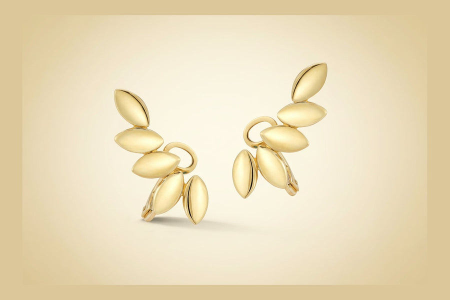 Five Navette Polished Ear Climbers in 18K Gold