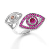 Double Eye Ring with Colored Stones and diamonds